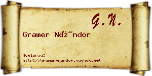 Gramer Nándor névjegykártya